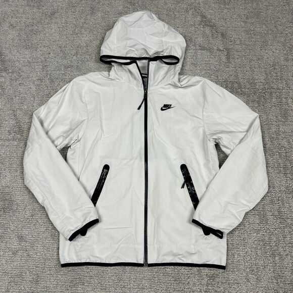 Nike Jacket Mens Small Tech Woven Full Zip Windbreaker Lined White DQ4340-030 - Picture 1 of 10